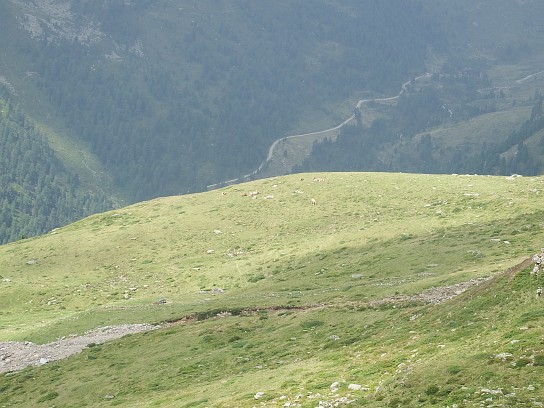 113. Pohled do údolí, vpravo nahoře Lienzer Hütte
